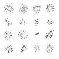 Fireworks for festival, event, celebrate and party icon set illustraion