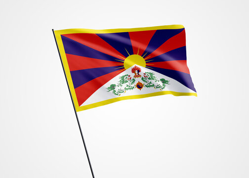 Tibet flying high in the isolated background. February 13 Tibet independence day. World national flag collection world national flag collection