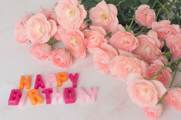 ピンクのバラの誕生日イメージ