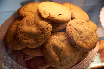 a mountain of oatmeal cookies in a plate