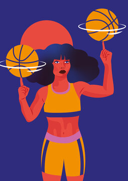 Frau spielt Basketball