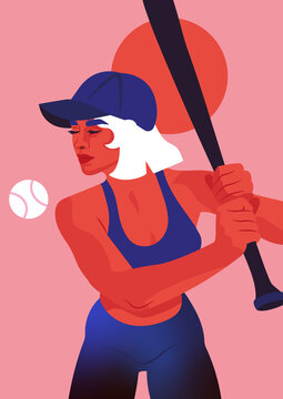 Frau spielt Baseball