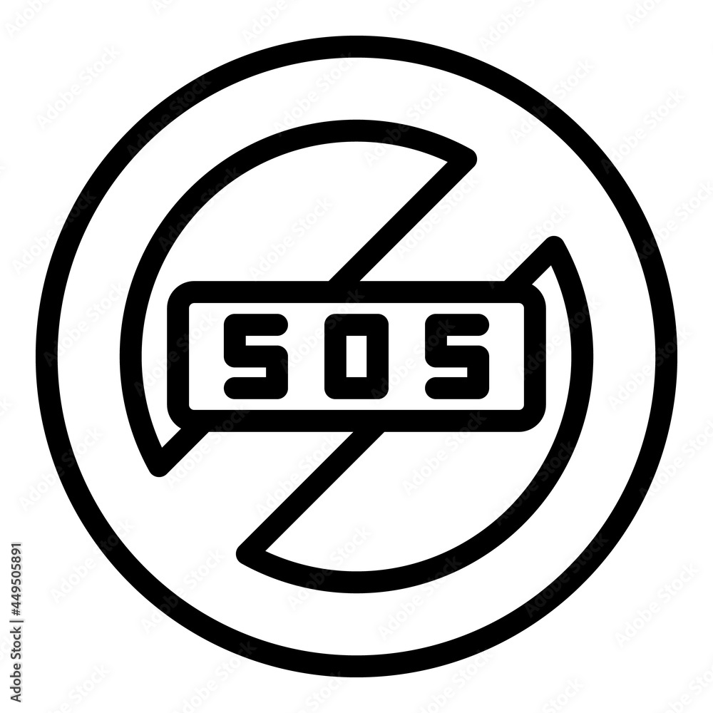 Poster sos restricted icon outline vector. emergency call. alarm button