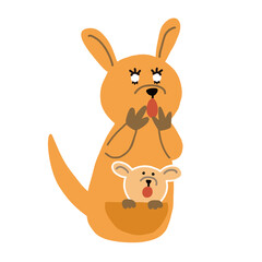 ビックリして驚いているカンガルーのベクターイラスト