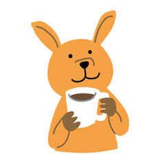 コーヒーを飲むカンガルーの可愛いベクター画像イラスト