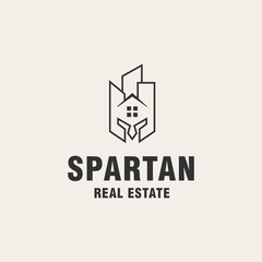 Spartan real estate logo template on monogram style