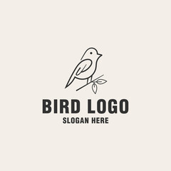 Bird line logo template on monogram style