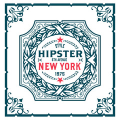 Baroque design with ornaments and floral details, Hipster card.