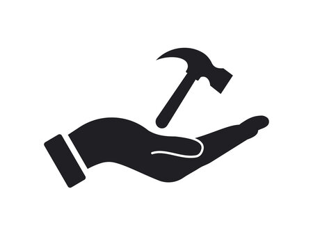 Hand Hammer logo design. Hammer logo with Hand concept vector. Hand and  Hammer logo design Stock Vector | Adobe Stock