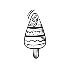 Ice cream doodle. Hand drawn sketch delicious dessert. Vector isolated illustration on a white background.