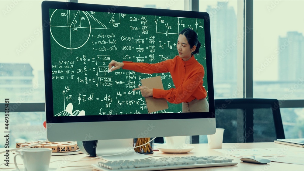 Poster e-learning and online education for student and university concept. video conference call technology
