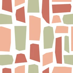 Keuken foto achterwand Geometrische vormen Abstract snijden minimale creatieve naadloze patroon op witte achtergrond. Trendy diverse geometrische vormen in pastelkleuren. vector illustratie