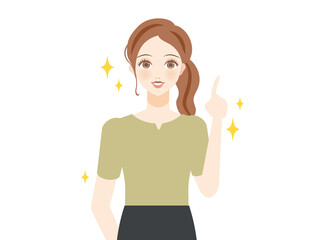 指を指す私服女性
