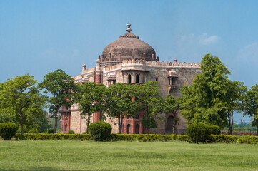 The ancient mosque of Bada Gumbad in Lodi Park. New Delhi, India