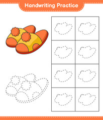 Handwriting practice. Tracing lines of Slippers. Educational children game, printable worksheet, vector illustration