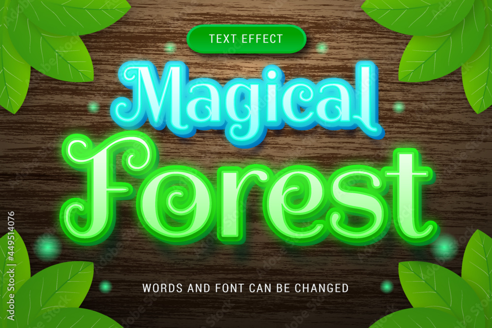 Canvas Prints glowing magical forest text effect isolated on wood background