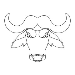 Vector drawing of a bull. Buffalo illustration in linear style for coloring. Bull coloring page. Buffalo logo
