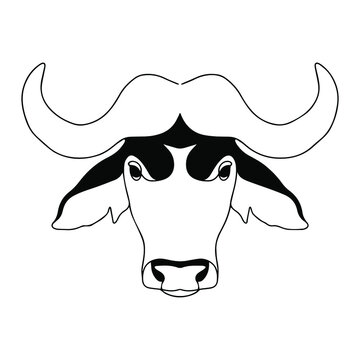 Vector image of a buffalo. Simple linear logo. Cattle icon. Bull head.