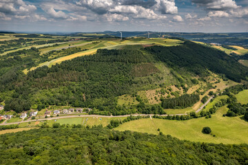 Fototapeta na wymiar Aerial view of a landscape in Rhineland-Palatinate, Germany
