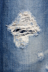 Jeans torn denim texture.