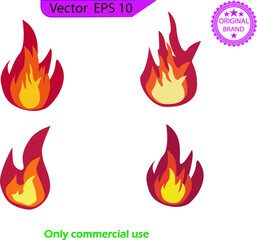 Fire icon vector set.  Fire Flame - EPS 10. 