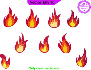 Fire icon vector set.  Fire Flame - EPS 10. 
