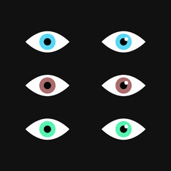 Eye flat icon on grey background