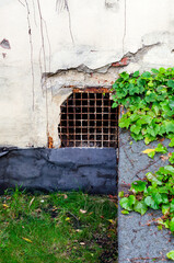 Old wall with latticed window