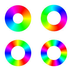 Rainbow spectrum set of 4 rings. Vector icon set