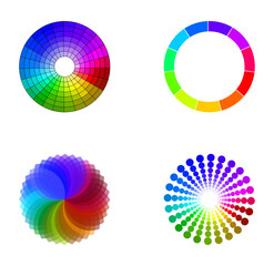 Rainbow spectrum colorful palette designer elements set. Vector illustration. Set of 4 elements