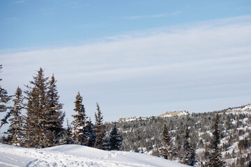 Winter mountain natural landscape.