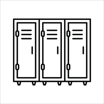 Locker room outline icon for mobile concept and web design. School lockers simple line vector icon. Symbol, logo illustration on white background. eps 10