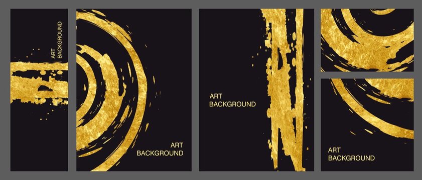 large set of poster design with gold. vector set of black and gold templates for design. Perfect for posters, business cards, personalized brands.