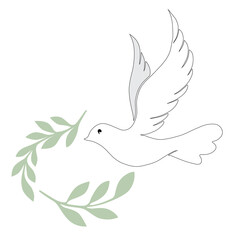 Elegant line dove bird. Vector illustration art.