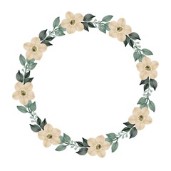 circle frame with cute white flower border for greeting and wedding card