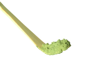 Matcha green powder isolated on white background