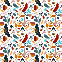 Seamless pattern with autumn leaves. Perfect for wallpaper, gift paper, pattern fill, web page background, autumn greeting cards.Vector illustration
