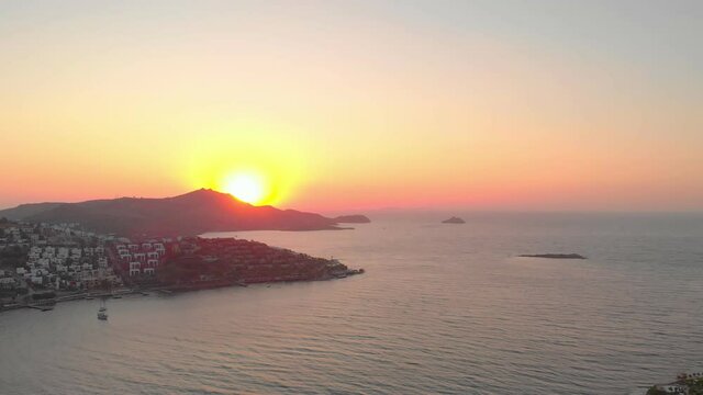 Amazing aerial sea sunset drone aerial