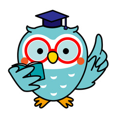 ふくろう　フクロウ　かわいい　先生　メガネ　イラスト素材