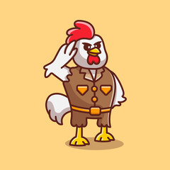 cute chicken general posing hand salute