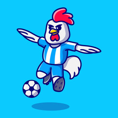 cute chicken playing football