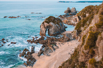 Horse head Rock, rock formation in Bermagui, NSW, Australia. 