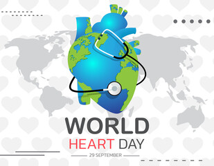Vector Illustration, Poster Or Banner for World Heart Day Background. Creative illustration concept of world heart day.
