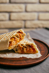 juicy shawarma cut on a plate
