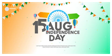Naklejka premium Indian Independence Day with text 15th August