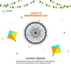 15th August Happy Independence Day India illustration.