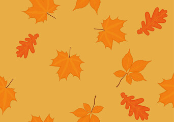 Obraz premium Autumun fall red yellow leaves seamless background vector illustration