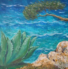 sfondo pittura dipinto acrilico blu paesaggio marino