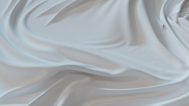 White Fabric with Ripples and Folds. Smooth Surface Wallpaper.
