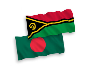 Flags of Republic of Vanuatu and Bangladesh on a white background